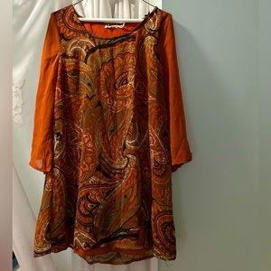 Retro orange paisley dress